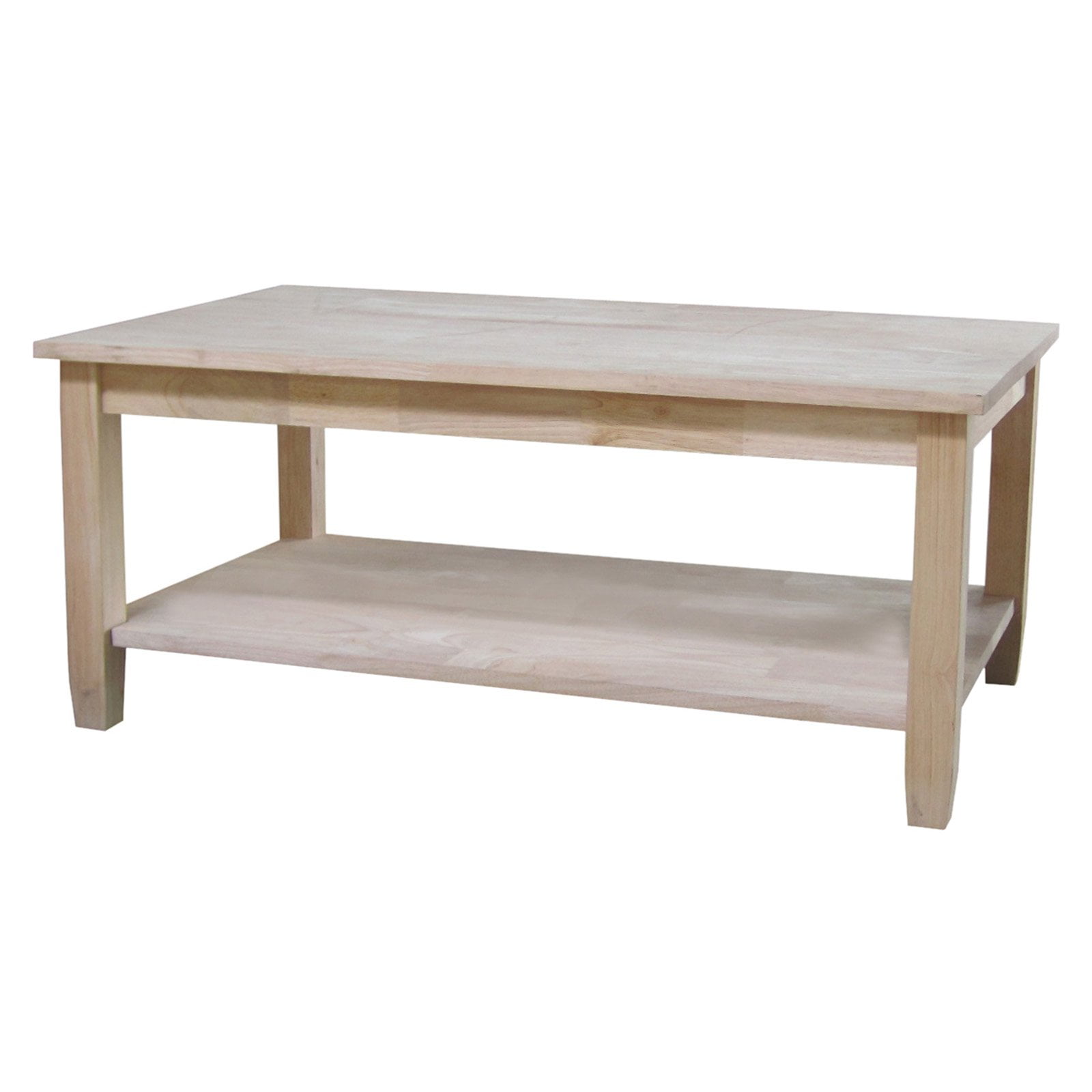Solano Traditional Solid Wood Rectangular Coffee Table, Unfinished