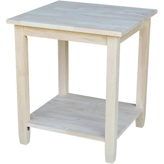 Solano End Table, Solid Wood, Real Parawood, 22" W x 21" D x 25" H, Easy Assembly, DIY, Paint or Stain Your Way, Unfinished