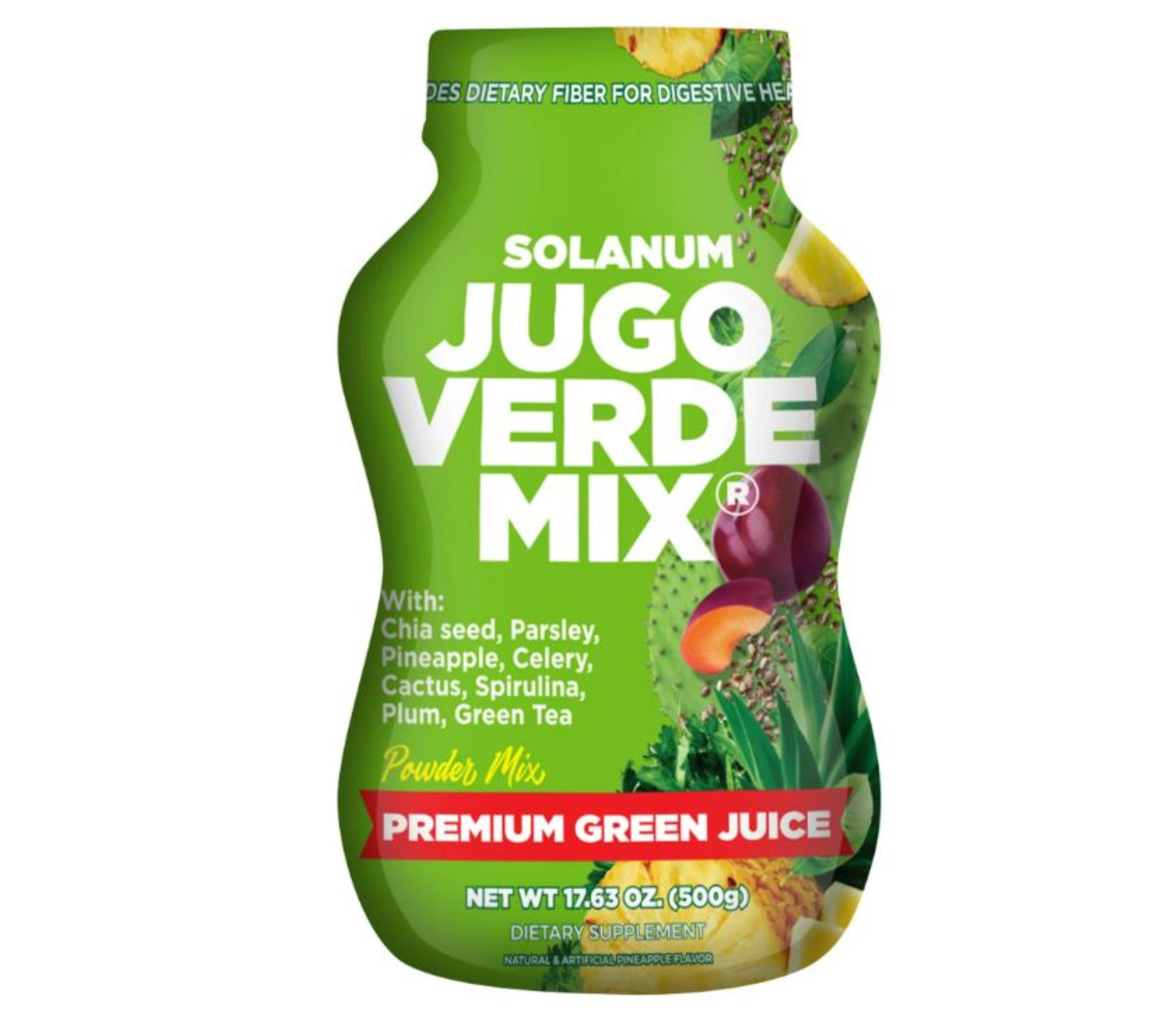 Solanum Jugo Verde Supplement Greens Powder Mix for Digestive Health, with Fiber, 17.63 oz