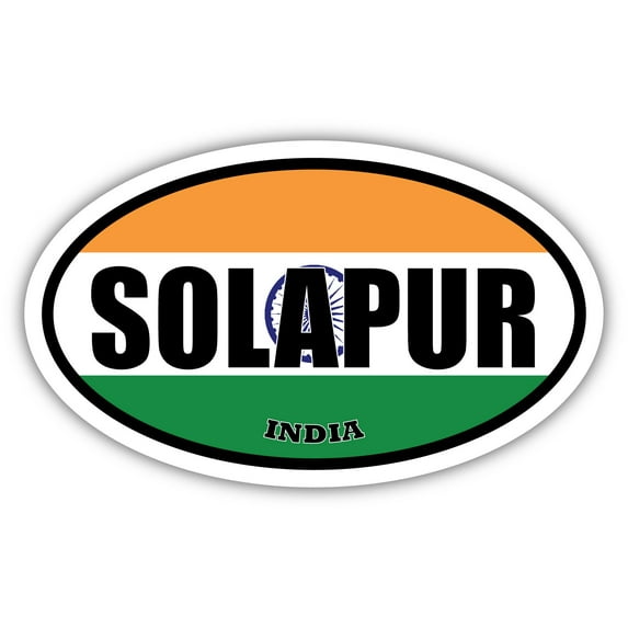 Solapur India Flag Oval Decal Vinyl Bumper Sticker 3x5 inches