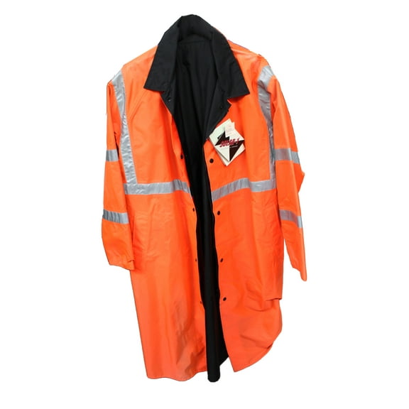 Solar 1 Clothing Knee Length Police Raincoat Reversible RR03 Orange/Black Large