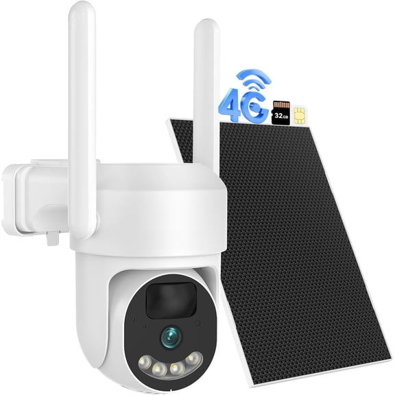Solar 4G LTE Cellular Camera Outdoor- No WiFi Needed, Requires SIM Card Subscription - 2.5K Color Night Vision, 24/7 AOV Recording PIR Motion, 2-Way Audio for Jobsite Barn