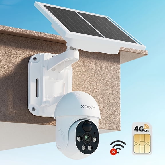 Solar 4G Security Camera 3MP 360 PTZ, Color Night Vision, AI Human Detection, Motion Tracking, 2-Way Talk, Spotlight, SD/Cloud Storage, No WiFi Needed