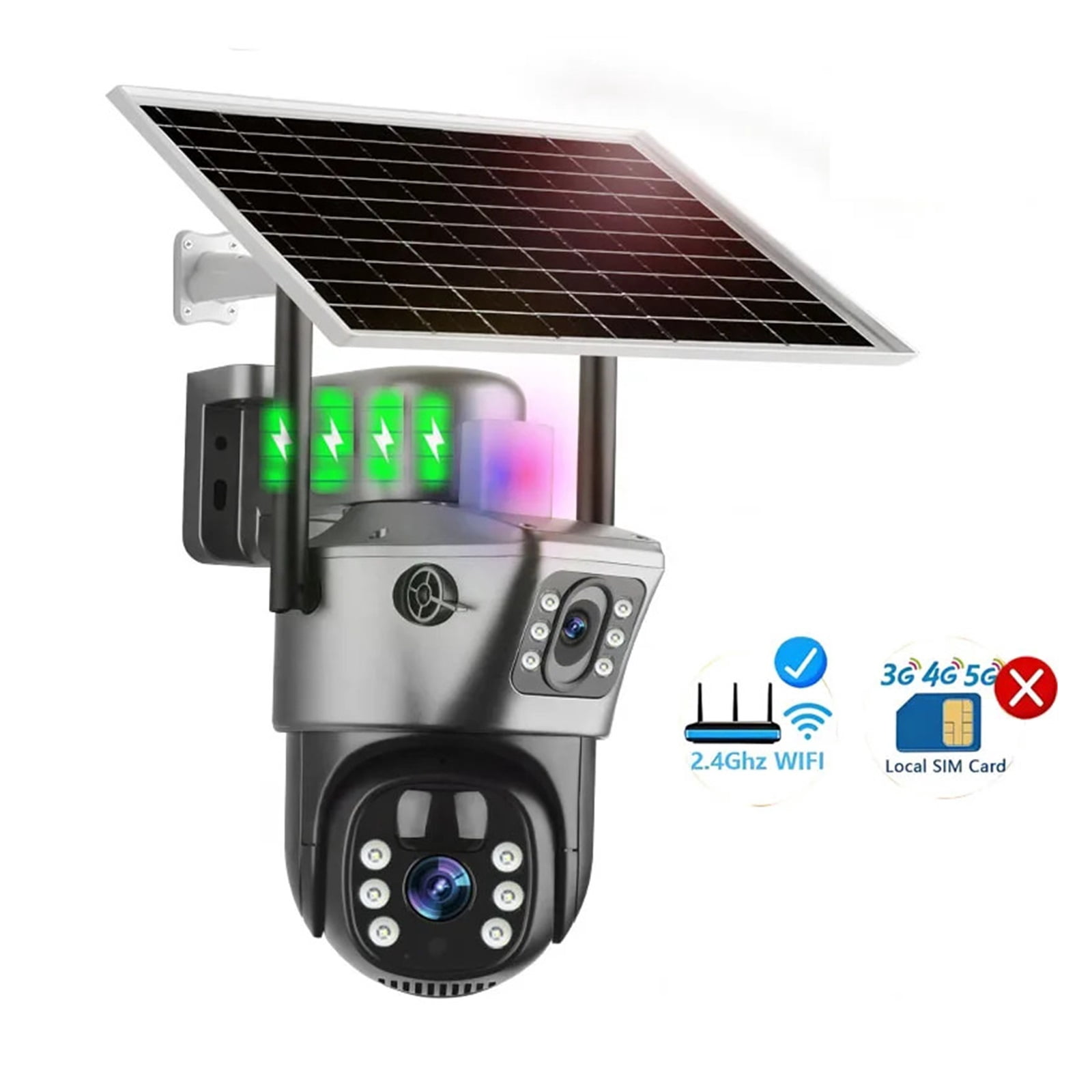 Solar 4G Sim Outdoor Monitoring Dual Lens WiFi 8MP 4K PTZ Panel 360 ...