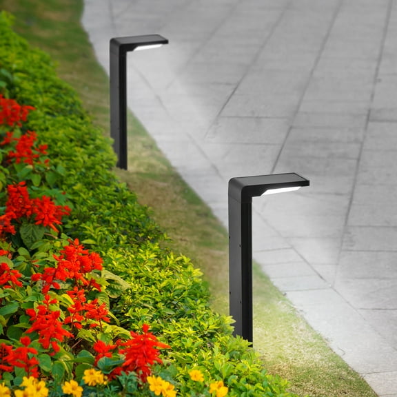 Solar 7-shaped Channel Light 2 Piece Set of Outdoor Solar Lights White Path Light Suitable for Walkway Courtyard Landscaped Garden