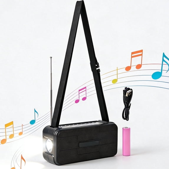 Solar AM/FM Radio, Portable FM Radio with Rechargeable Battery, Built-in Speaker and Emergency Flashlight, for Outdoor Survival Trips, Beach, Gym, Home, Relaxation for Men and Women