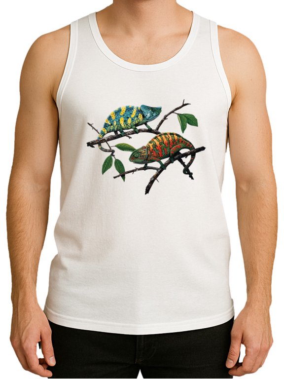 Solar Activated Tank Top for Men - UV Reactive Color Changing Shirt Sunlight Responsive Graphic, Chameleon X-Large