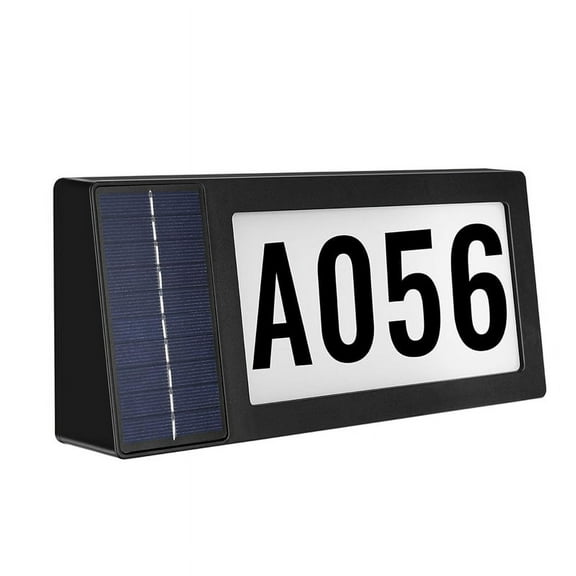 Solar Address Sign, Illuminated House Numbers Solar Powered, Waterproof Numbers for Outside, 2-Color Black plastic