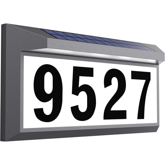 Solar Address Sign, Lighted Address Numbers Outdoor Waterproof, LED Address Plaque, House Numbers for Outside, Grey