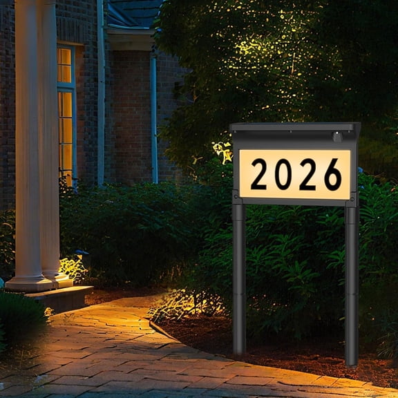 Solar Address Sign for House, Double Sided LED House Numbers with 3 Color Modes, Solar House Address Plaque for Yard, Street, Mailbox, Driveway