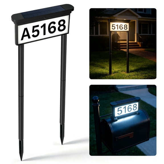 Solar Address Signs, Outdoor LED House Numbers Solar Powered Yard Address Plaque for Yard Street
