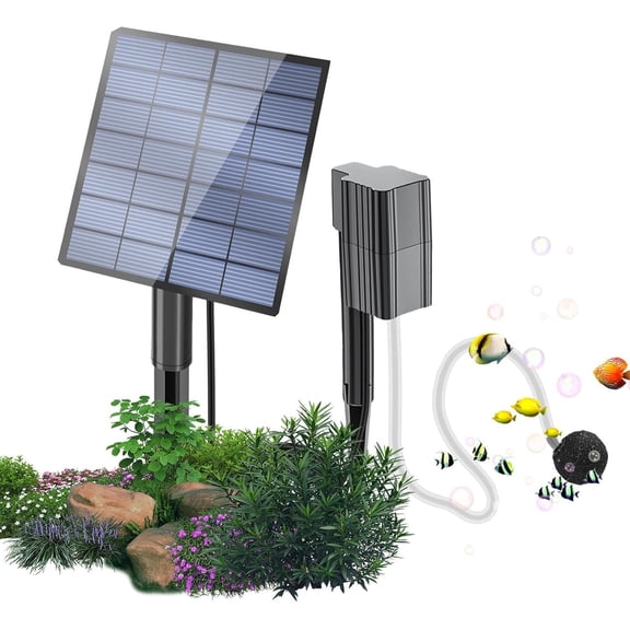 Solar Aerator for Pond 2.5W Small Portable Quiet Aquarium Diffuser | Solar Powered Pump for Outdoor Garden Patio Backyard Deck Pool Birds Fish Flower Planter Home