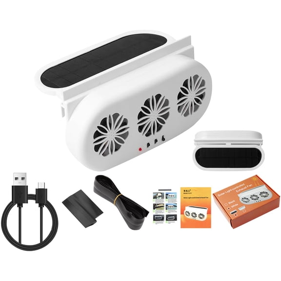 Solar Air Conditioner, Solar Powered Car Cooling Artifact, Car Window Fan Solar Powered, Air Circulation Exhaust Fan, 3 Fan Car Solar Power Air Vent Radiator, Car Window Fan