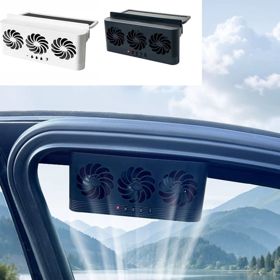 Solar Air Conditioner, Solar Powered Car Cooling Artifact, Car Window Fan Solar Powered, Air Circulation Exhaust Fan, 3 Fan Car Solar Power Air Vent Radiator, Car Window Fan
