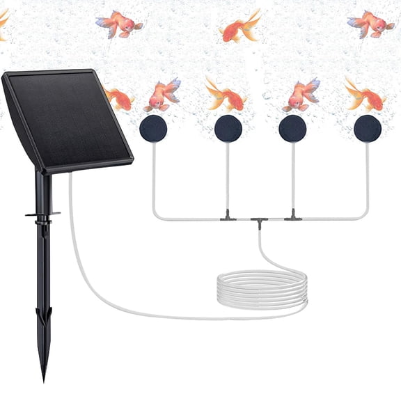 Solar Air Pump 4 Outlet Oxygen Aerator for Pond Fish Tank Aquarium Outdoor Stake Portable