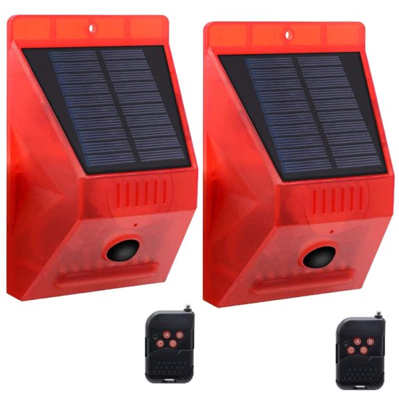 Solar Alarm Light,Waterproof 8LED Solar Motion Sensor 129db Sound Security Siren Lamp,Solar Strobe Warning Light with Remote for Fence Farm Home Garden Yard