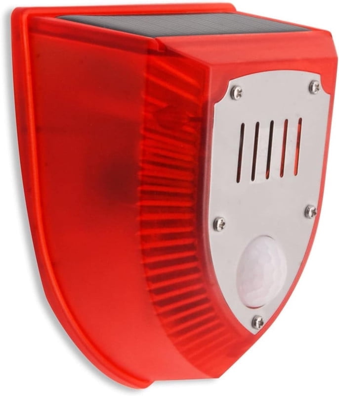 Solar Alarm Motion Detector with Sound Outdoor Motion Sensor 129db Barking Dog Strobe Light Gunshot Sound Alarm Detector Noise Maker Warning Lamp for Home Villa Yard Farm