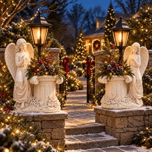 Solar Angel Garden Light, Resin Statue with Lantern for Patio & Yard ...