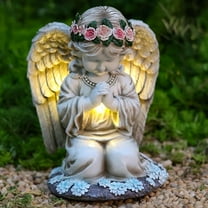 LUMIARTISAN Angel Garden Statue Solar Powered with LED Lights - UV Resistant - White