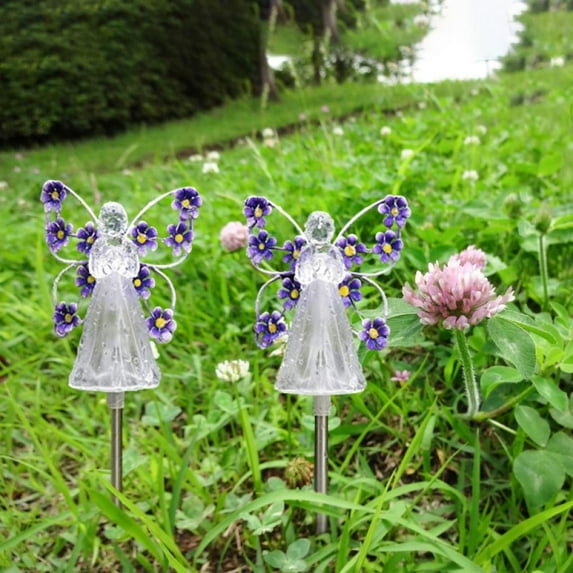 Solar Angel Lights Outdoor - Solar Powered Angels Stake Decorative Garden Lights for Yard Lawn Pathway Grave Cemetery Christmas Decoration, Birthday Memorial Gift