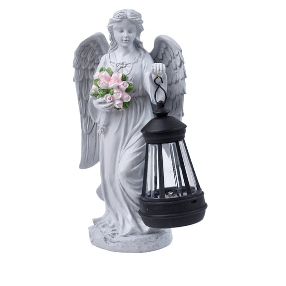 Solar Angel Outdoor Garden Decor Statues – 9.05 inches Solar Outdoor Sculptures for Outside Yard Art Patio Balcony Front Lawn Ornaments Gifts for Mom Grandma Women