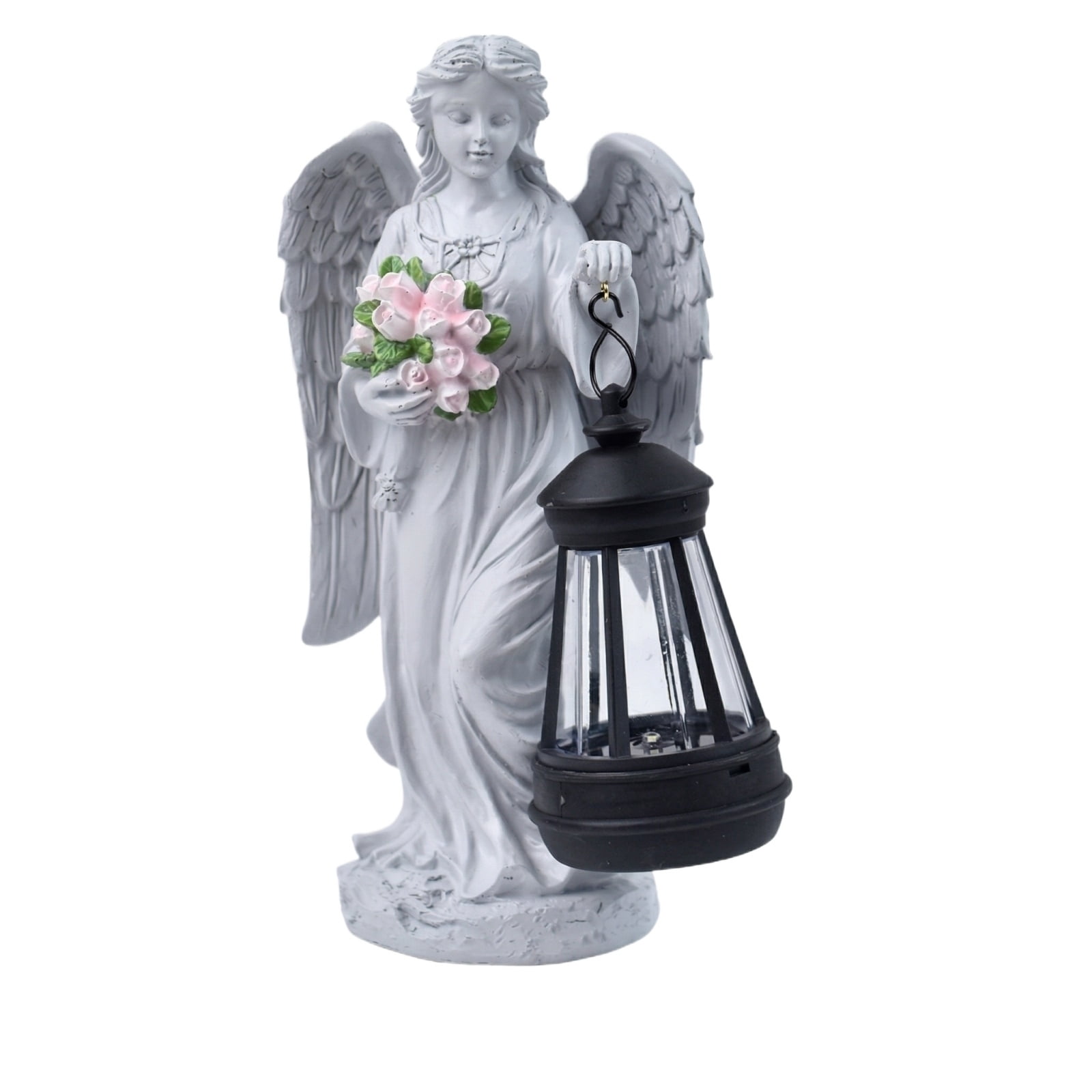 Solar Angel Outdoor Garden Decor Statues - 9 inches Solar Outdoor Sculptures for Outside Yard Art Patio Balcony Front Lawn Ornaments Gifts for Mom Grandma