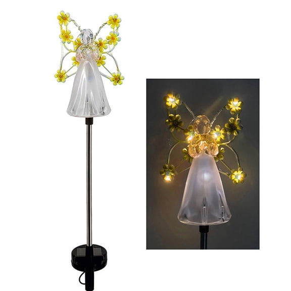 Solar Angel Pathway Lights, Multicolor LED Garden Decorations, Waterproof Outdoor Decor for Cemetery Yard