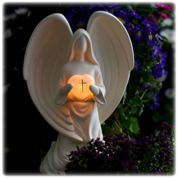 Solar Angel Statue Sympathy Gift with Condolences Card