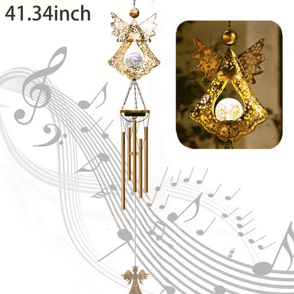 Solar Angel Wind Chimes Outdoor Indoor Decor - 41.34inch, Outside Lights for Garden Yard Patio Porch