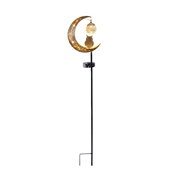 Solar Animal Garden Light, Moon Cat Bird Dog Solar Light with Metal Stake, Solar Powered Outdoor Animal Crescent Light for Patio Pathway Yard Decor