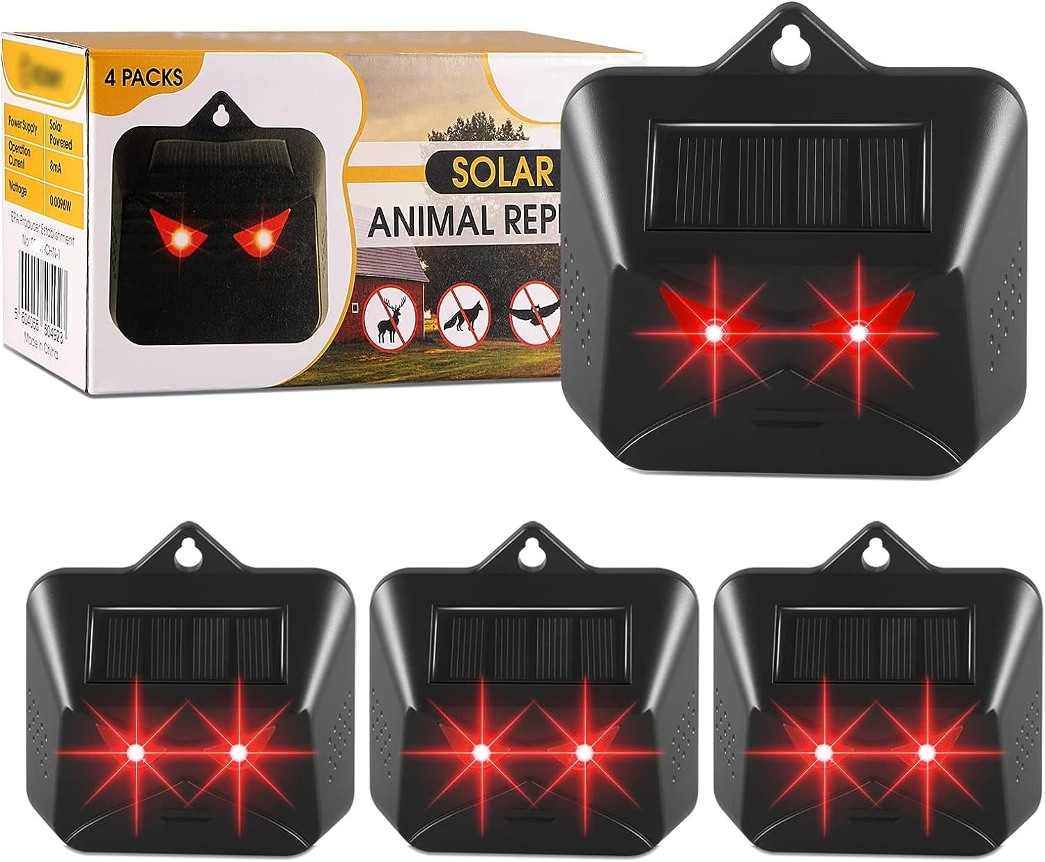 Solar Animal Repellent, Set of 4 Predator Eyes Animal Deterrent