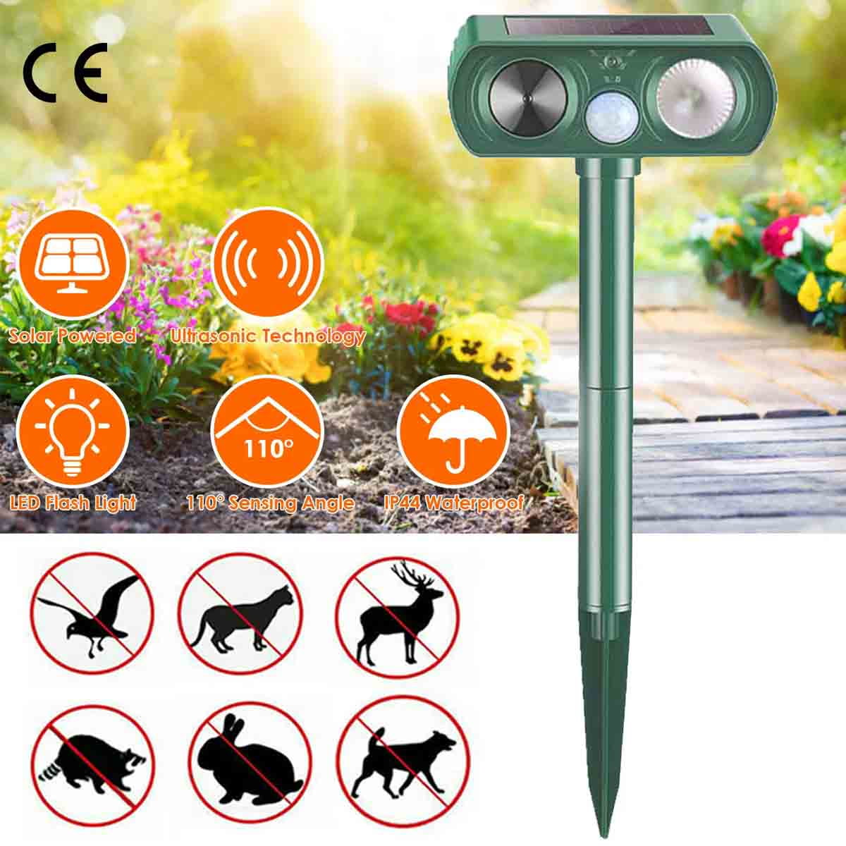 Solar Animal Repeller, 110°Ultrasonic Animal Repeller, Cat Repellent