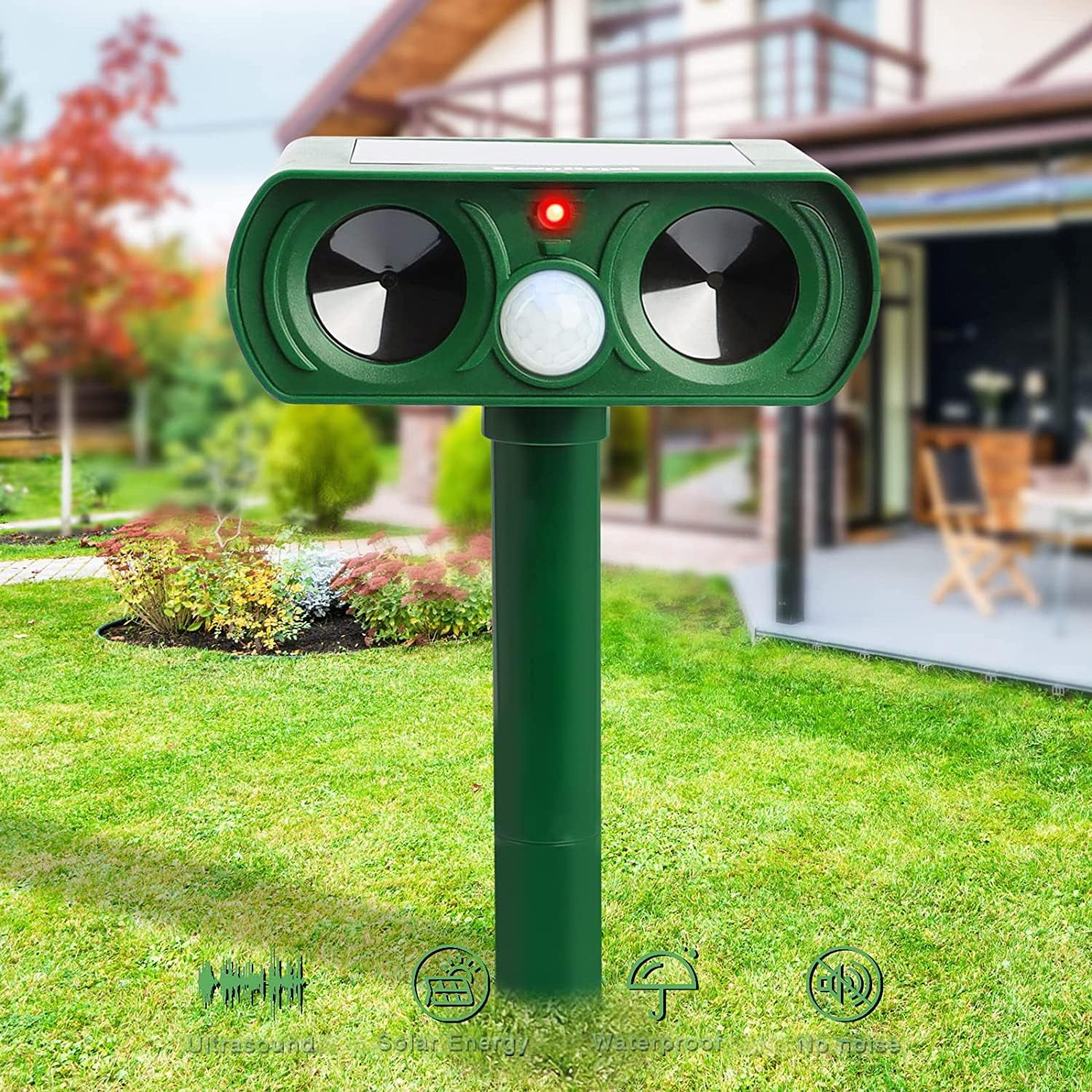 Solar Animal Repeller Outdoor with Motion Sensor, Ultrasonic Animal
