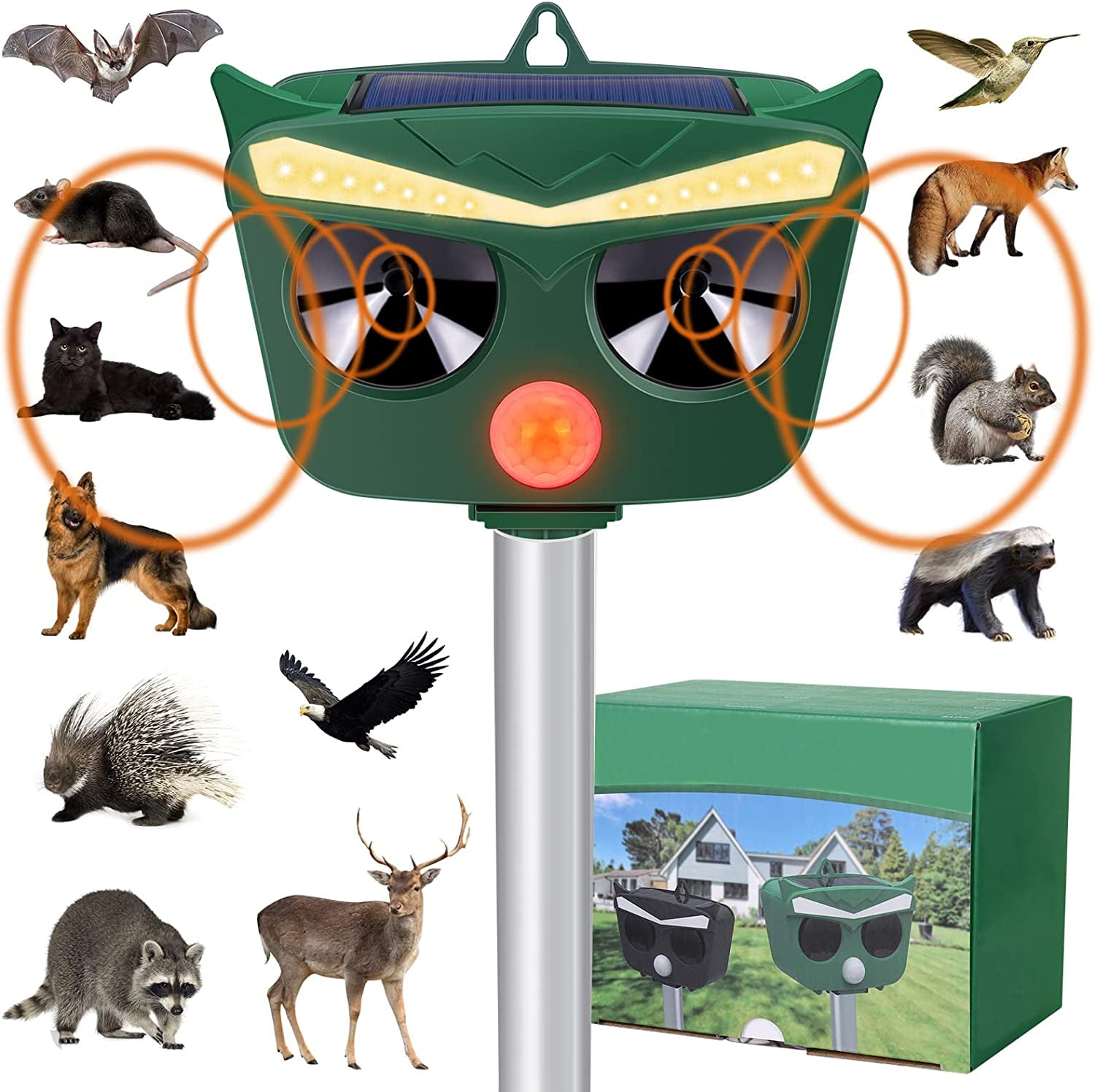 Solar Animal Repeller Outdoor - Skunk Repellent - Predator Eyes Animal