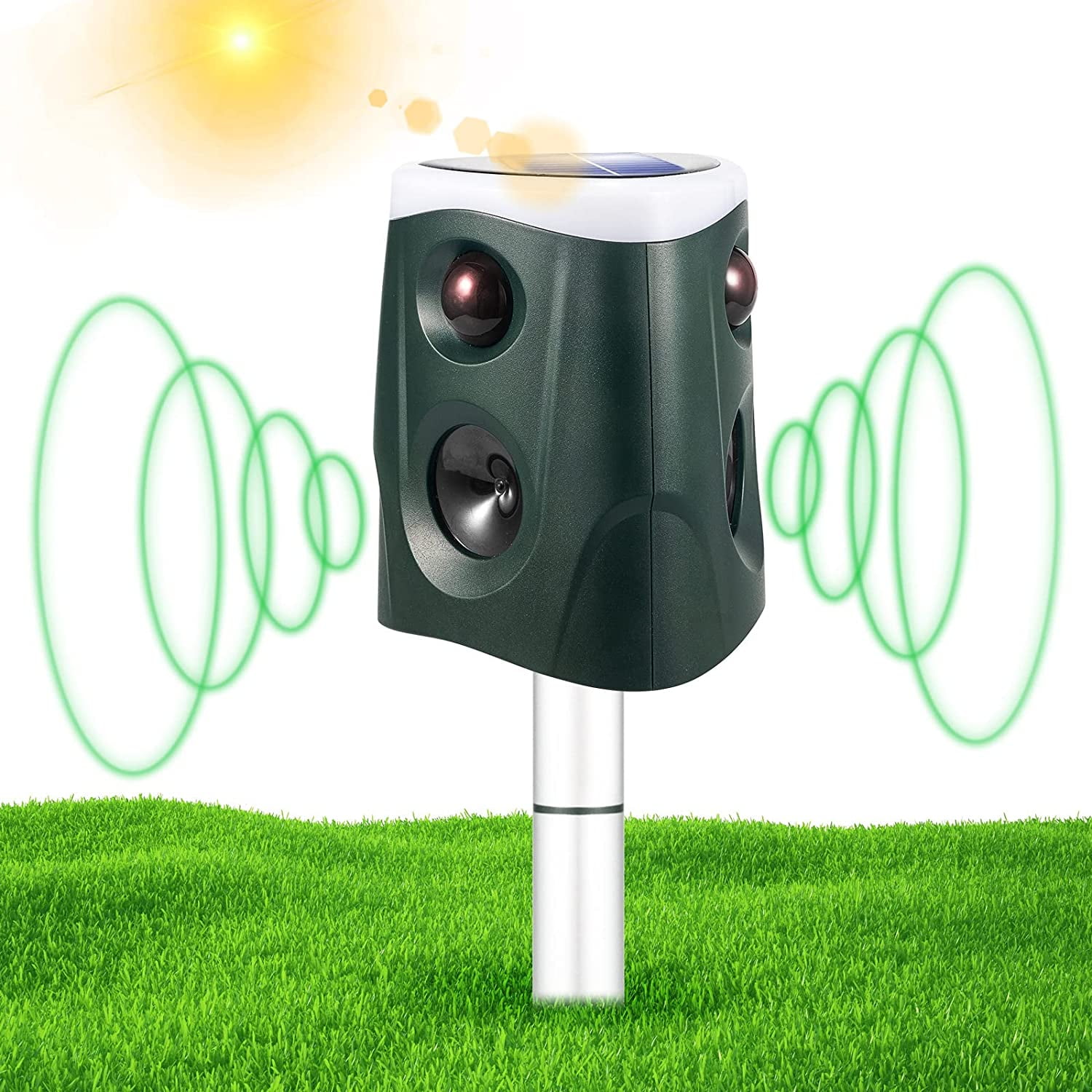 Solar Animal Repeller Ultrasonic Cat Repellent Outdoor Waterproof 360