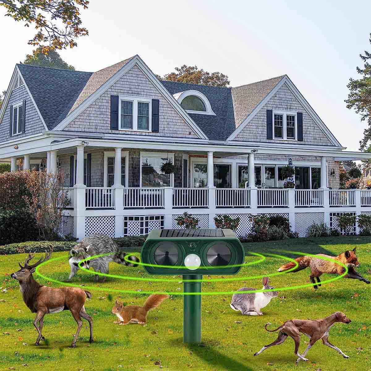 Solar Animal Repeller Ultrasonic Outdoor, Deer Repellent Raccoon