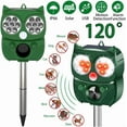 thumbnail image 1 of Solar Animal Repeller Ultrasonic Pest Control - Motion Activated, Flashing LED, Weatherproof for Deer, Cats, Dogs, Squirrels, Rabbits - Outdoor Garden, Yard, Farm Protection (Green), 1 of 7
