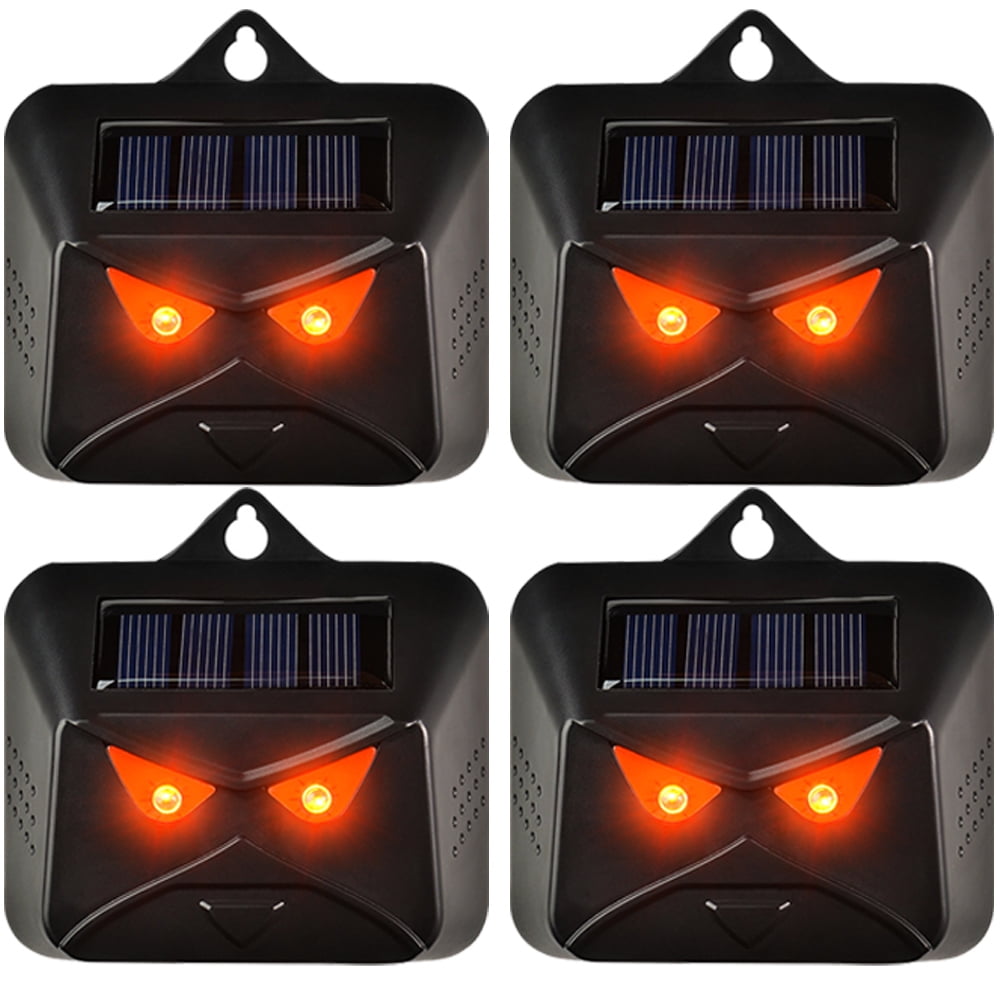 Solar Animal Repeller with Red LED Lights, Outdoor Night Guard, Animal Predator Repeller, for hicken Coop, Garden, Farm 4 PACK