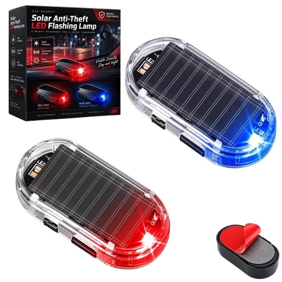 Solar Anti-Theft LED Flashing Lamp Fake Car Alarm System, USB-C Rechargeable Vehicle Warning Light