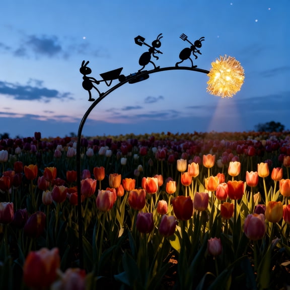 Solar Ants Dandelion Stake Light Waterproof LED Outdoor Decor Light with Warm White & Color Changing Options for Patio Garden Yard Pathway Lawn Backyard