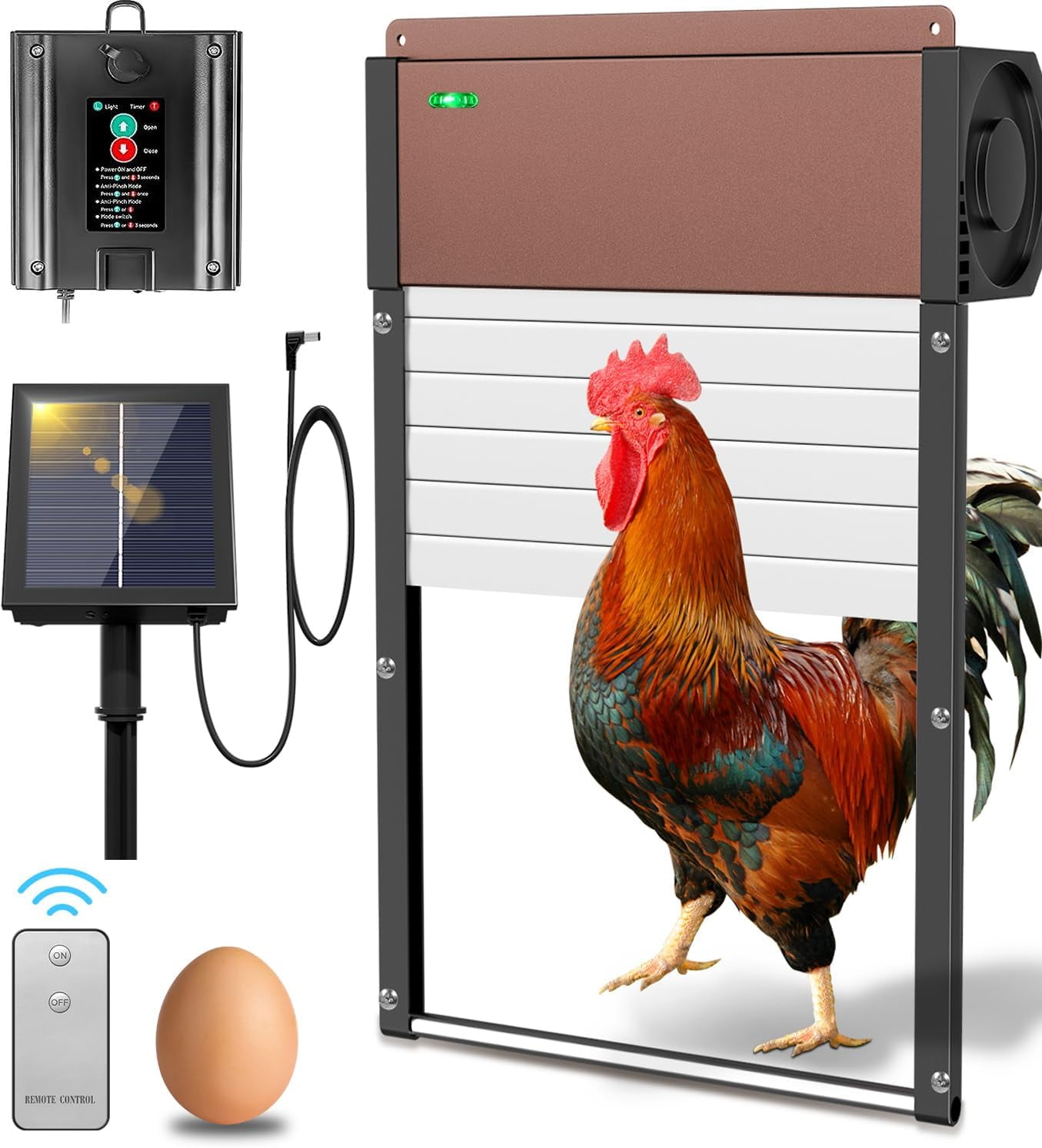 2023 Upgraded Solar Auto Chicken Coop Door with Timer, Light Sensor