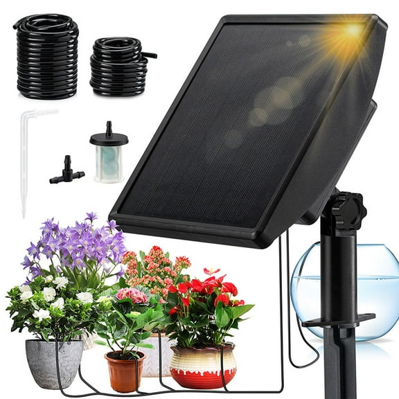 Solar Automatic Drip Irrigation Kit - Indoor/Outdoor Automatic Watering System Devices Supported Pots Plants, Solar-Powered Irrigator for Potted Plants & Gardens