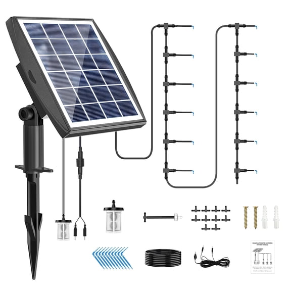 Solar Automatic Drip Irrigation Kit System Solar Powered Auto Easy DIY Watering Device Supported Pots Plants 6 Timing Modes