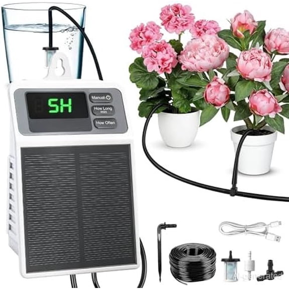 Solar Automatic Drip Irrigation System, Auto Self Watering Kit, Solar  Watering Device with Timer for Pots , Indoor/Outdoor Irrigation System for Garden, Balcony & Patio Watering System