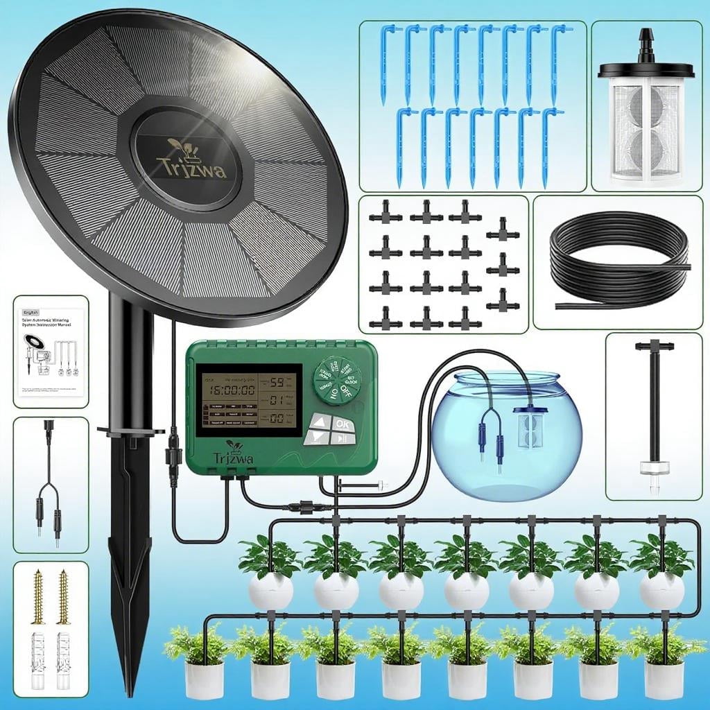 TRJZWA Solar Automatic Irrigation System 2025: Drip Kit with DIY Timer ...