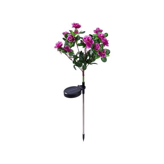 Solar Azalea Flower Stake Lights Waterproof Artificial Plant for Outdoor Garden Pathway and Yard Decor
