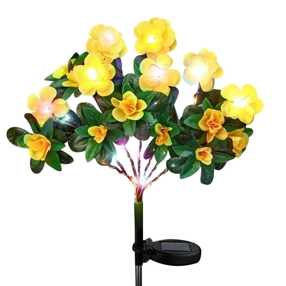 Solar Azalea Flowers Lights,LED Solar Flowers Lights,Solar Garden Lights Outdoor,Waterproof Solar Artificial Flower Outdoor for Garden Grave Decor（Including Artificial Flowers*1 And Solar Panels*1）