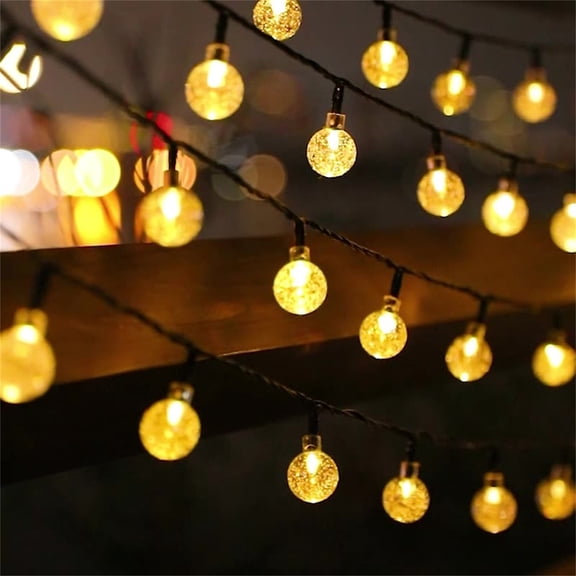 Solar Ball Light String, Outdoor Decorative LED String Lights, 20 Crystal Bubble Balls, 5 Meters, Dual Mode Solar Powered, Ideal for Garden, Patio, Camping, Festive Lighting Gift