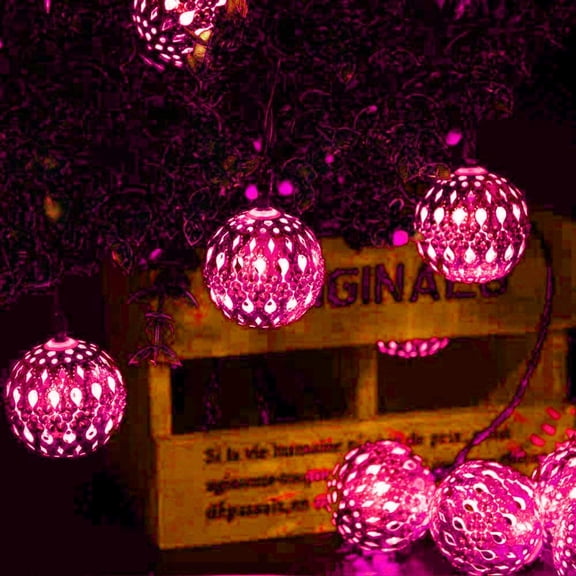 Solar Ball String Lights, 15.7FT/4.8M 20LED Geometric Metal Ambiance Ornament Decorative Moroccan Orb String Lights for Home Indoor Garden Lawn Party Christmas Trees Weddings