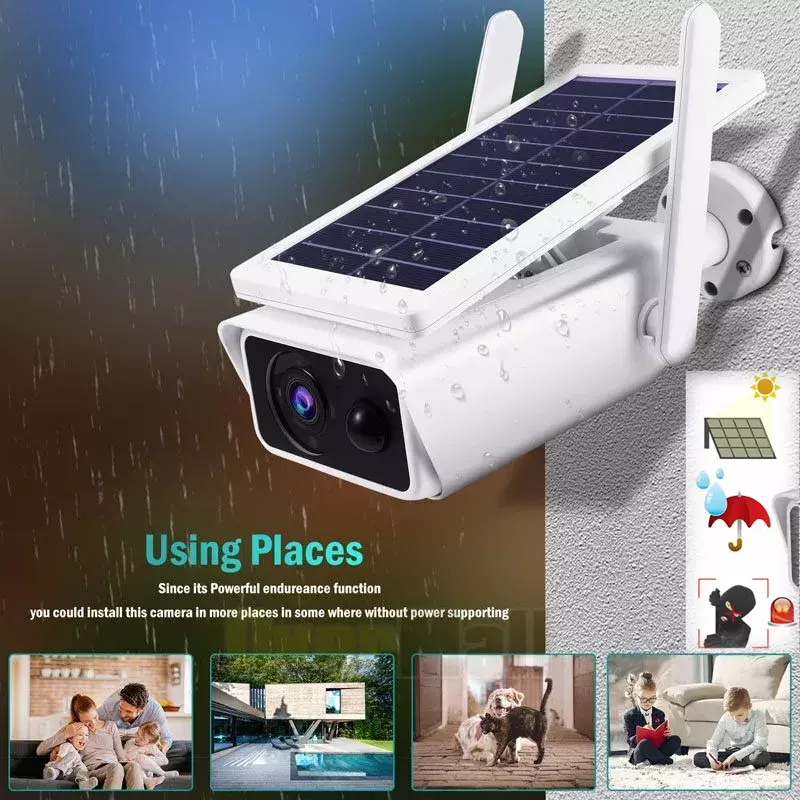 Solar Battery Powered Wifi Outdoor Pan/Tilt Home Security Camera System